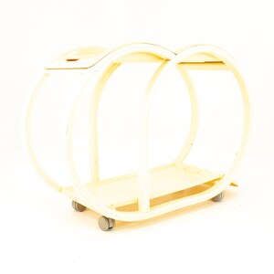 Mid Century Rounded White Plastic Bar Serving Cart mcm image 10