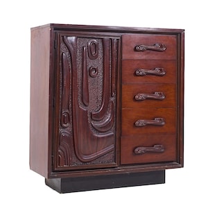 Witco Style Pulaski Oceanic Mid Century Highboy Armoire - mcm