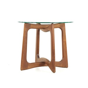 Adrian Pearsall Mid Century Walnut and Glass Side Tables Pair mcm image 8