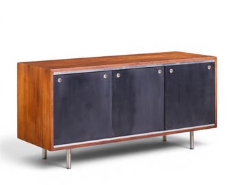 George Nelson for Herman Miller 8000 Series Mid Century Walnut Sliding Door Credenza - mcm
