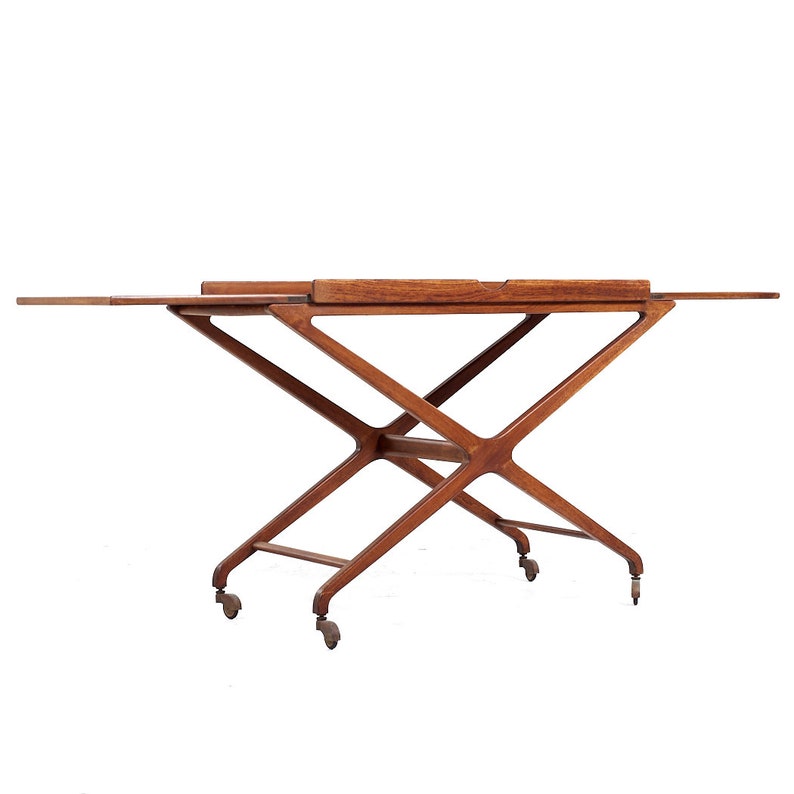 Tomlinson Sophisticate Mid Century Walnut Expanding Bar Cart mcm image 6