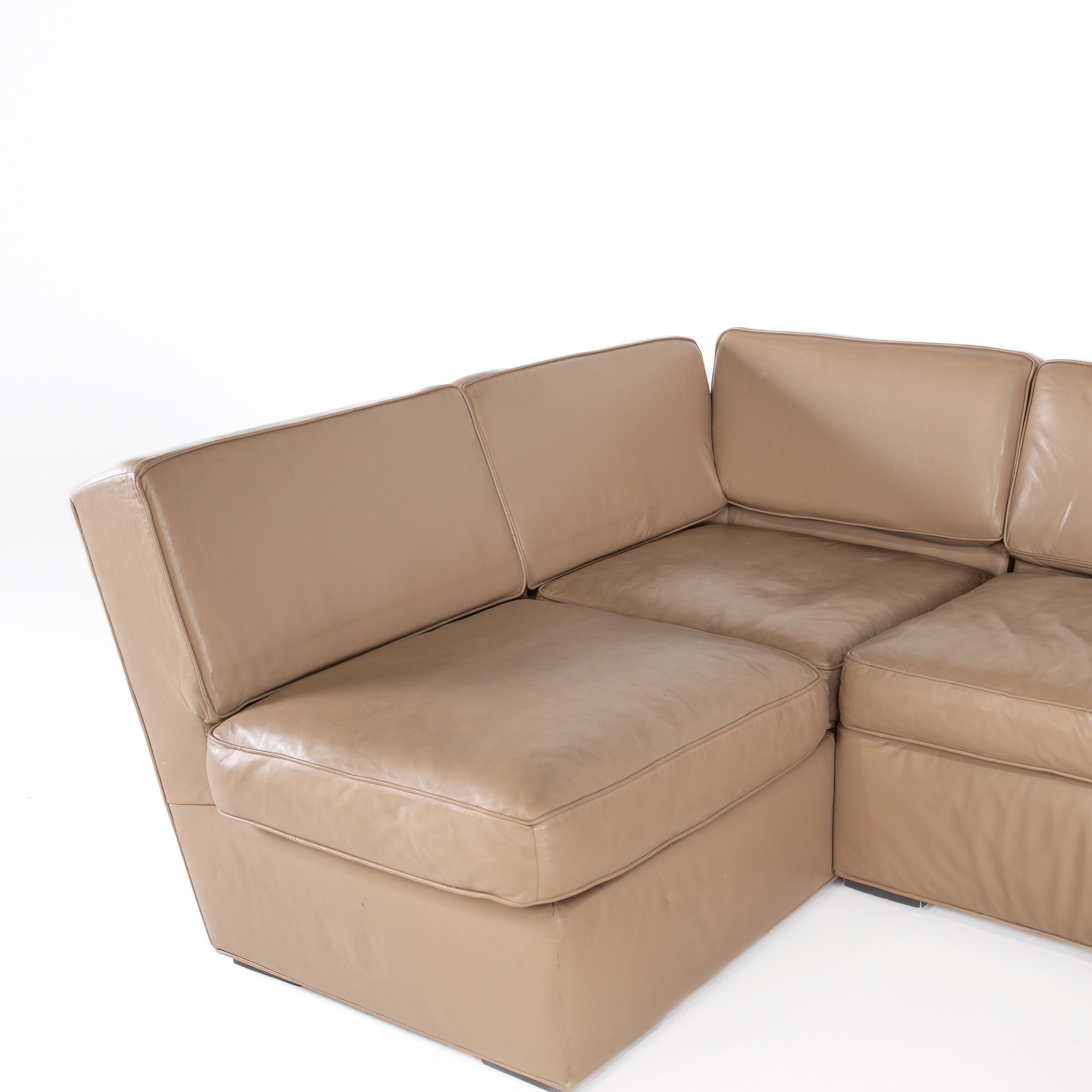 Custom Tan Top Grain Leather Sectional With Ottoman Etsy