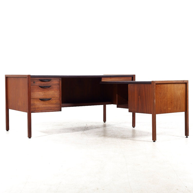 Jens Risom Mid Century Walnut Corner Desk mcm image 1