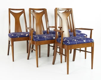 Kent Coffey Perspecta Mid Century Walnut Dining Chairs - Set of 6 - mcm