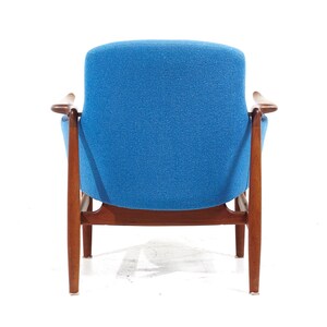 Finn Juhl for Niels Vodder NV-53 Mid Century Blue Chairs Pair mcm image 7
