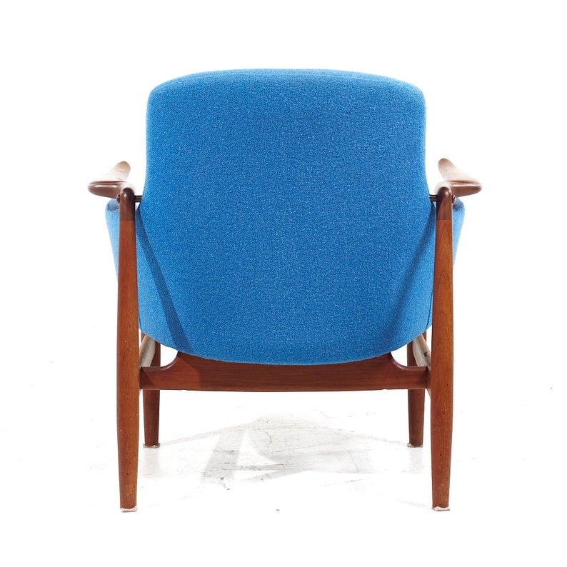 Finn Juhl for Niels Vodder NV-53 Mid Century Blue Chairs Pair mcm image 7