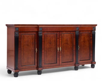 1980s Baker Furniture Neoclassical Cherry Wood and Parcel Ebonized