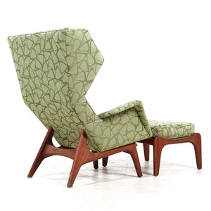 Adrian Pearsall for Craft Associates Mid Century Walnut Wingback Chair and Ottoman mcm image 8