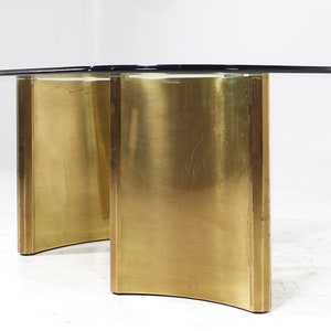 Mastercraft Mid Century Brass and Glass Pedestal Table mcm image 5