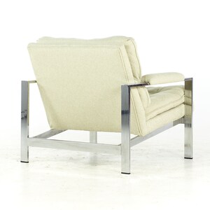 Milo Baughman Style Mid Century Italian Flatbar Lounge Chairs Pair mcm image 9