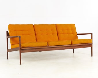 Kofod Larsen for Selig Mid Century Walnut Sofa - mcm