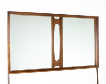 Tobago Brutalist Mid Century Walnut Mirror - mcm