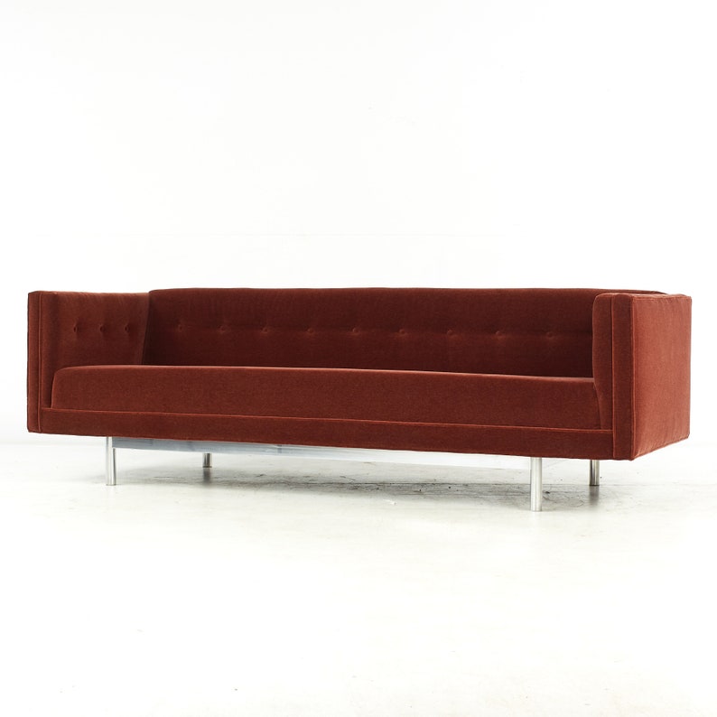 Jack Cartwright Mid Century Chrome and Mohair Sofa mcm image 3