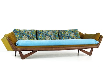 Adrian Pearsall Style Mid Century Walnut Gondola Sofa - mcm