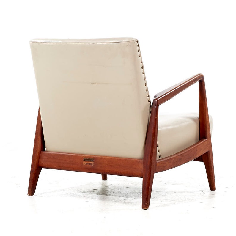 Jens Risom Mid Century Model U430 Walnut Lounge Chair mcm image 8