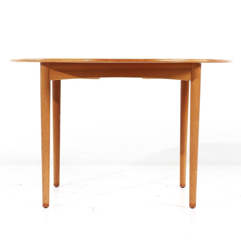 William Watting Style Mid Century Danish Teak Expanding Dining Table with 2 Leaves mcm image 5