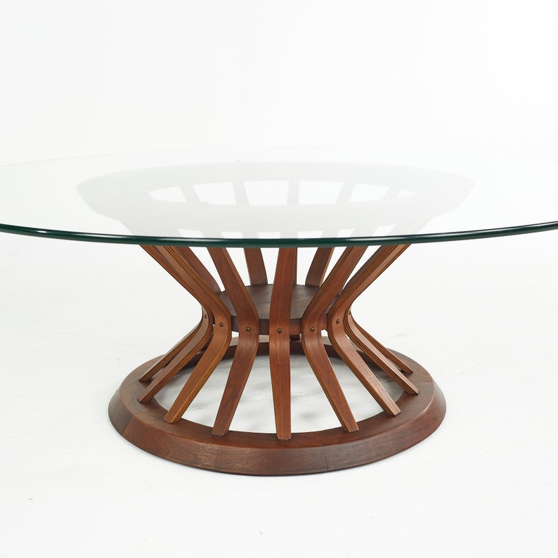 Edward Wormley for Dunbar Mid Century Sheaf of Wheat Glass Top Coffee Table mcm image 4