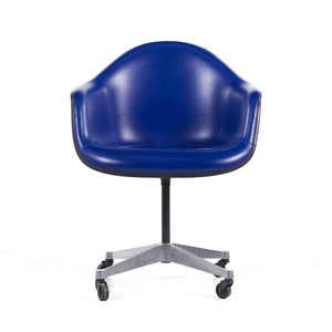 Eames for Herman Miller Mid Century Dark Blue Padded Fiberglass Swivel Office Chair mcm image 2