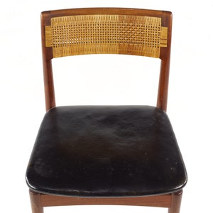 Erik Wørts Mid Century Danish Teak and Cane Dining Chairs Set of 6 mcm image 9