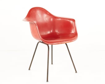 Eames for Herman Miller Mid Century Red Fiberglass Shell Chair - mcm