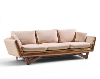 Adrian Pearsall Style Mid Century Walnut Gondola Sofa - mcm