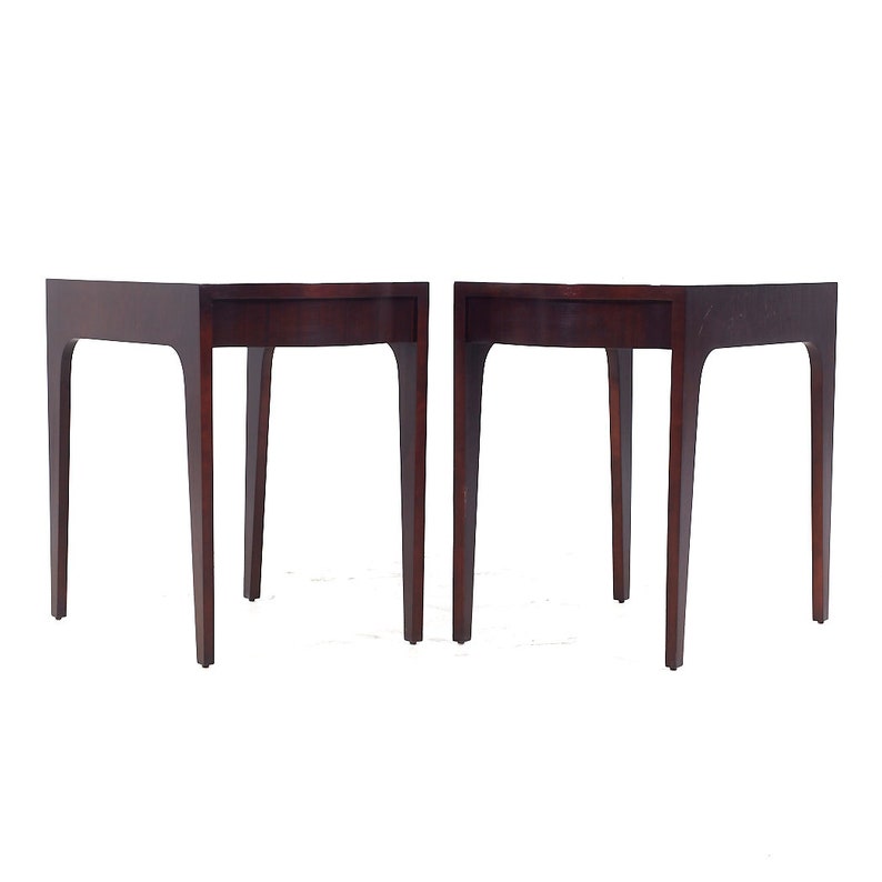 Drexel Contemporary Walnut End Tables Pair contemporary image 1