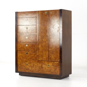 Century Furniture Mid Century Burlwood and Brass Armoire Highboy mcm image 3