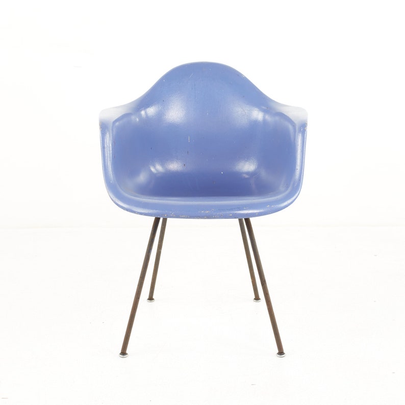 Eames for Herman Miller Mid Century Blue Fiberglass Shell Chair mcm image 2
