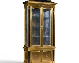 Mastercraft Neoclassical Brass and Glass Vitrine Cabinet