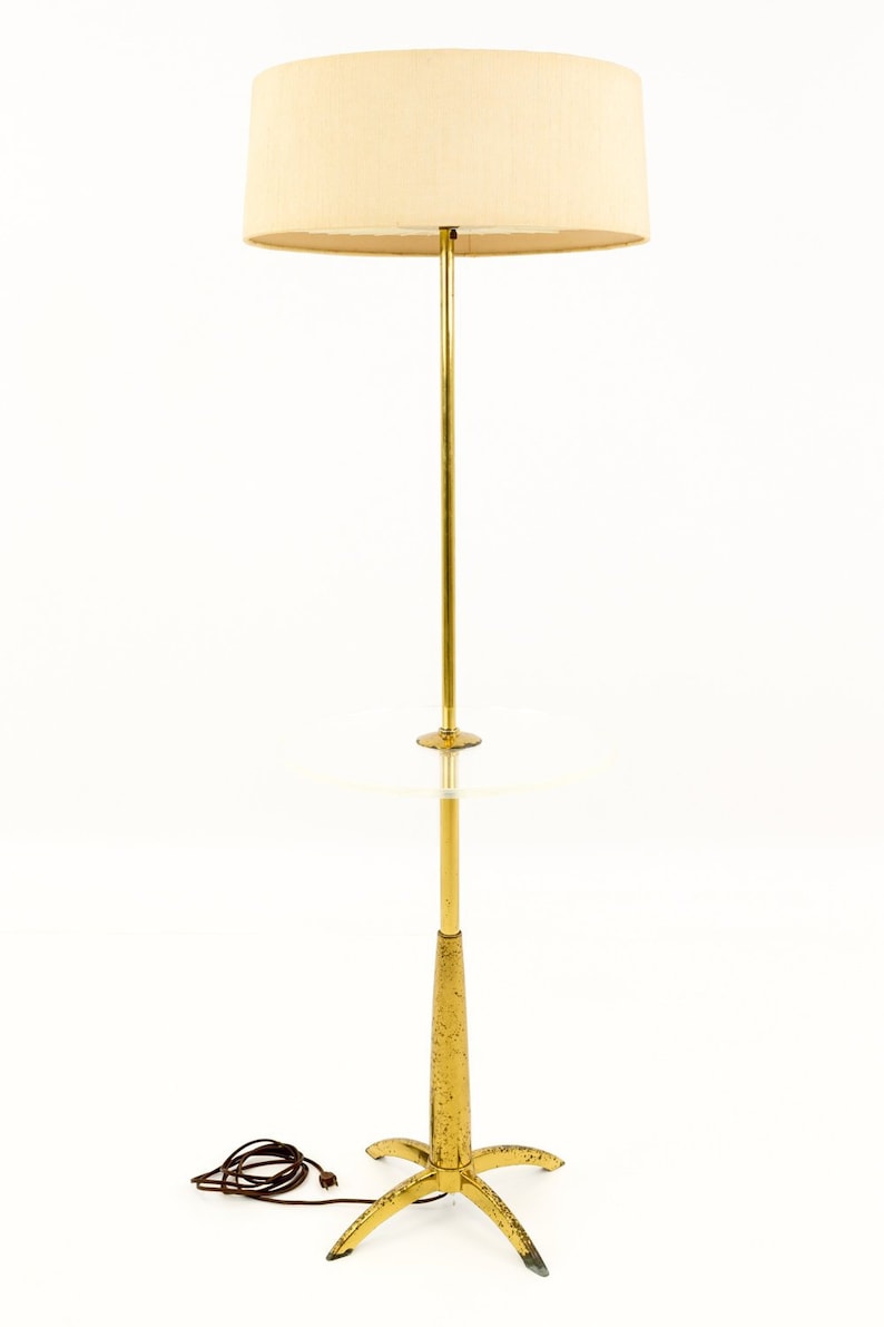 Gerald Thurston For Lightolier Mid Century Brass And Lucite Rocket Floor Lamp Mcm