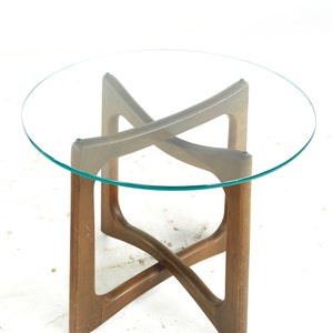 Adrian Pearsall Mid Century Walnut and Glass Side Tables Pair mcm image 9