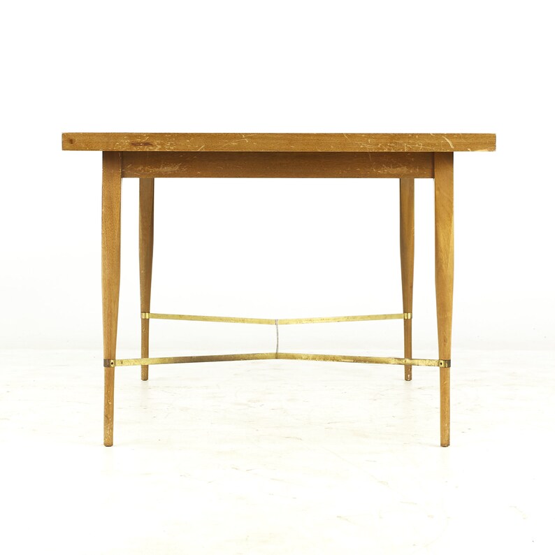 Paul McCobb for Calvin Mid Century Brass and Mahogany Dining Table with Leaves mcm image 5