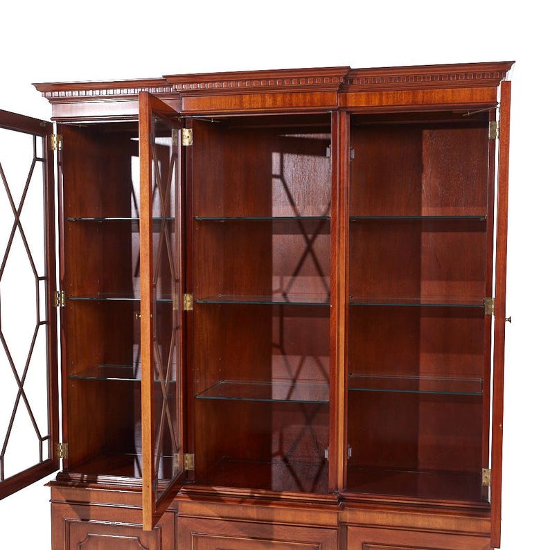 Kindel Furniture Mahogany Breakfront China Mcm Etsy