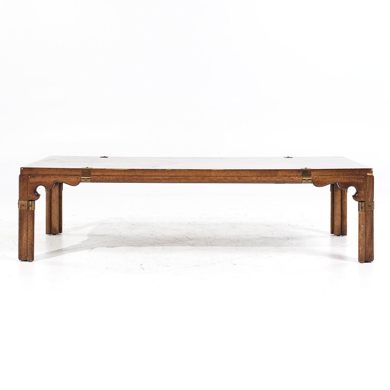 Drexel Contemporary Walnut and Brass Coffee Table image 2