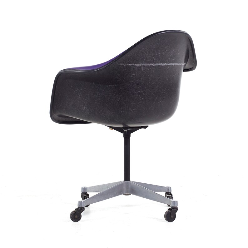 Eames for Herman Miller Mid Century Purple Padded Fiberglass Swivel Office Chair mcm image 6