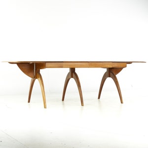 Heywood Wakefield Mid Century Wishbone Expanding Dining Table with 2 Leaves mcm image 9