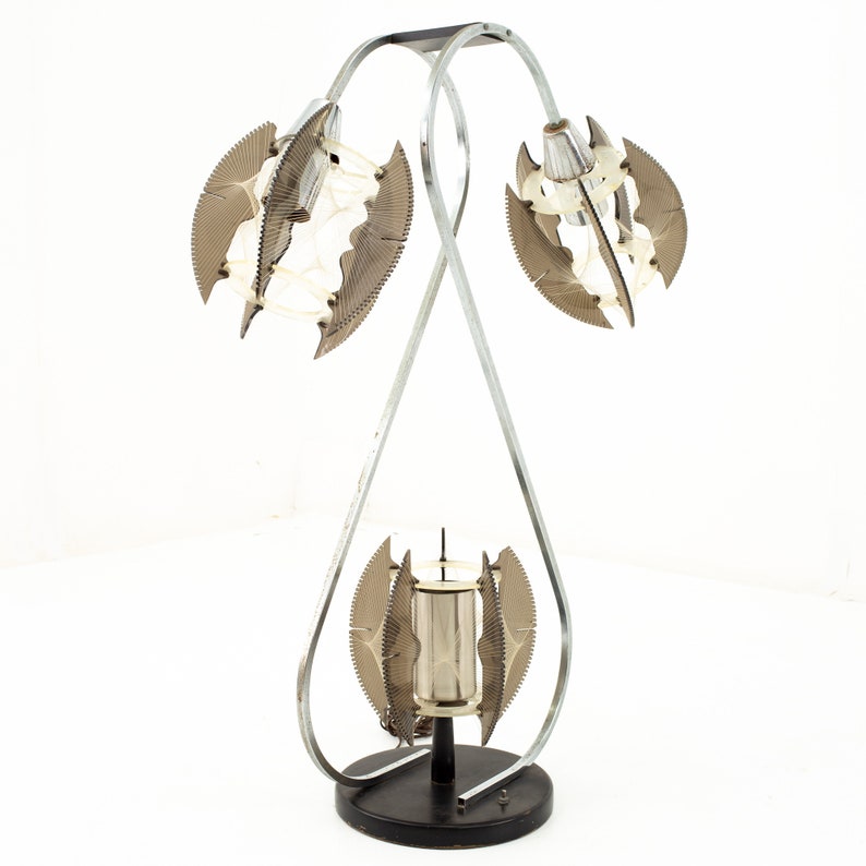 Paul Secon for Sompex Mid Century String and Chrome Lamp mcm image 3