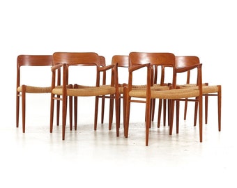 Niels Moller Mid Century Model 75 Danish Teak Dining Chairs - Set of 6 - mcm