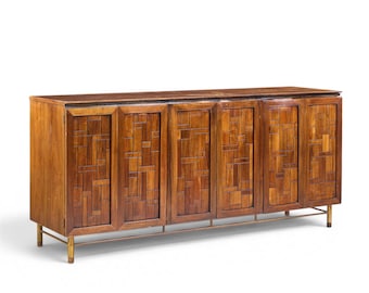 Bert England Mid Century Walnut and Brass Credenza - mcm