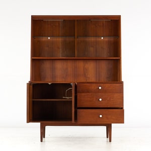 Kipp Stewart for Drexel Declaration Mid Century Walnut Buffet and Hutch mcm image 5