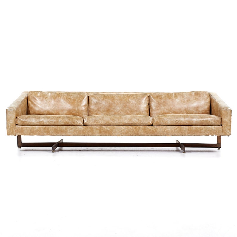 Metropolitan Mid Century Bronze Base Sofa mcm image 2