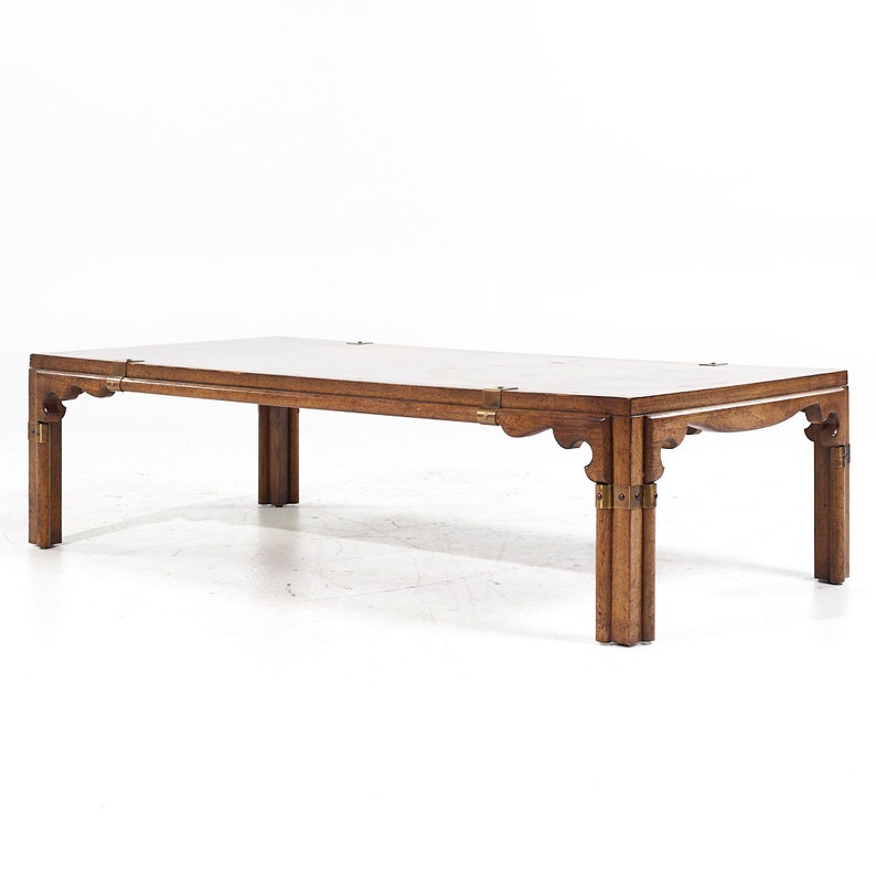 Drexel Contemporary Walnut and Brass Coffee Table image 8