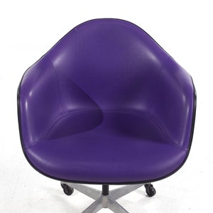 Eames for Herman Miller Mid Century Purple Padded Fiberglass Swivel Office Chair mcm image 9