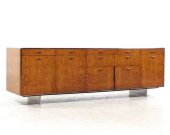 Davis Allen Mid Century Burlwood and Chrome Credenza - mcm