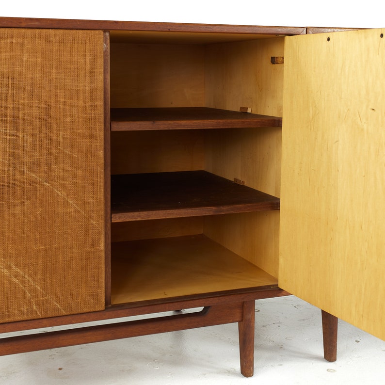 Jens Risom Mid Century Walnut 2-Piece Stereo Console mcm image 8