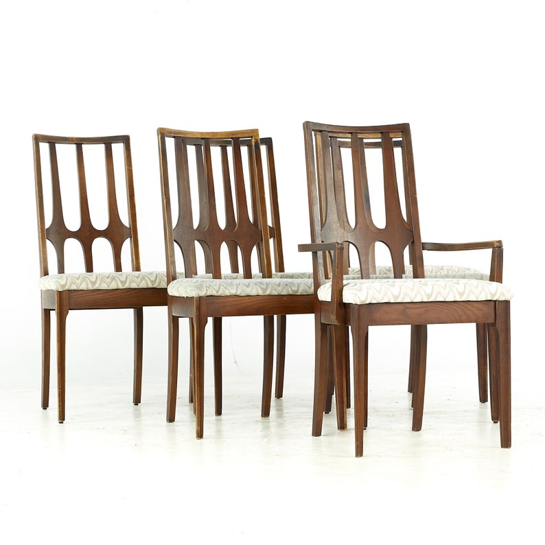 Broyhill Brasilia Mid Century Walnut Dining Chairs Set of 6 mcm image 1