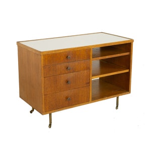 George Nelson Style Mid Century Oak Bar Cart - mcm