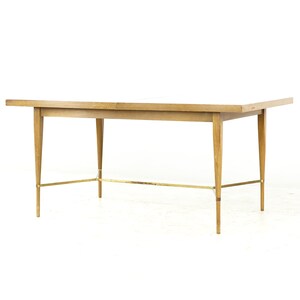 Paul McCobb for Calvin Mid Century Brass and Mahogany Dining Table with Leaves mcm image 3