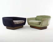 Adrian Pearsall for Craft Associates Mid Century Tub Chair Settee - A Pair