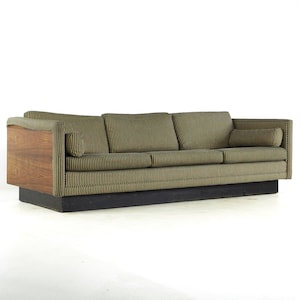 Milo Baughman Style Mid Century Rosewood Case Sofa mcm image 1